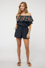 Load image into Gallery viewer, Floral Embroidered Off Shoulder Romper
