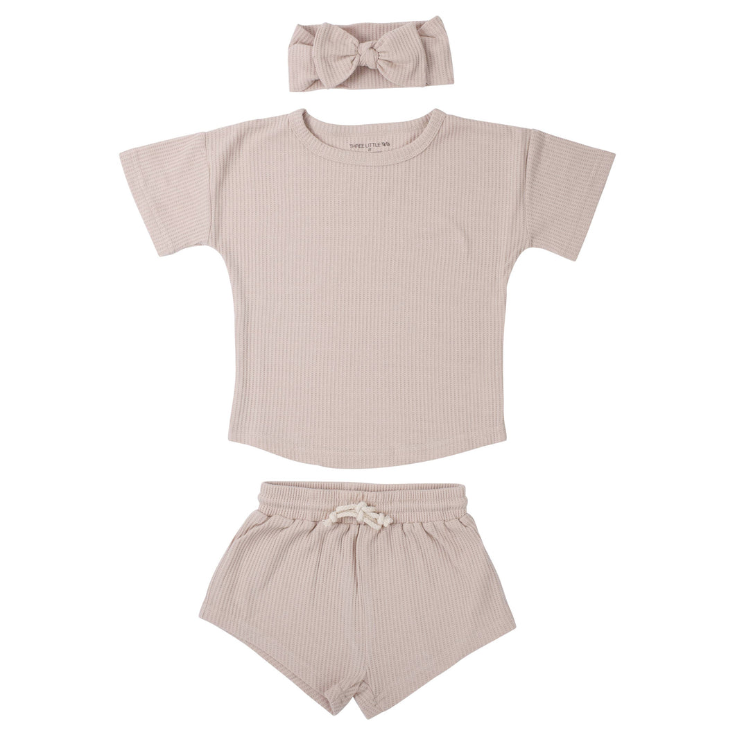 Tan Summer Waffle Toddler Top & Bottom Set