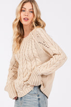 Load image into Gallery viewer, Cable-Knit Long Sleeve Sweater
