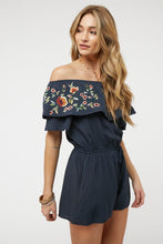 Load image into Gallery viewer, Floral Embroidered Off Shoulder Romper
