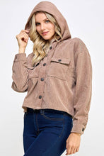 Load image into Gallery viewer, Women Corduroy Oversized Shacket, Hooded Shirt Jacket
