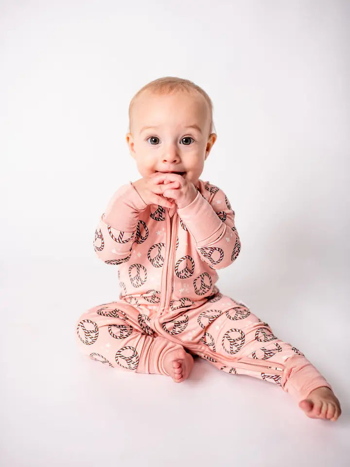 Peace Signs Bamboo Christmas Pajama Zippies (Baby)