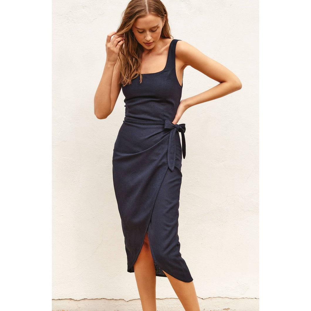 Tulip Hem Midi Wrap Dress