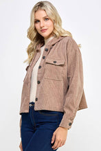 Load image into Gallery viewer, Women Corduroy Oversized Shacket, Hooded Shirt Jacket
