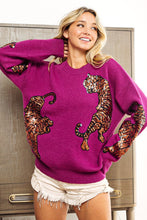 Load image into Gallery viewer, Sequin Tiger Embroidery Sweater
