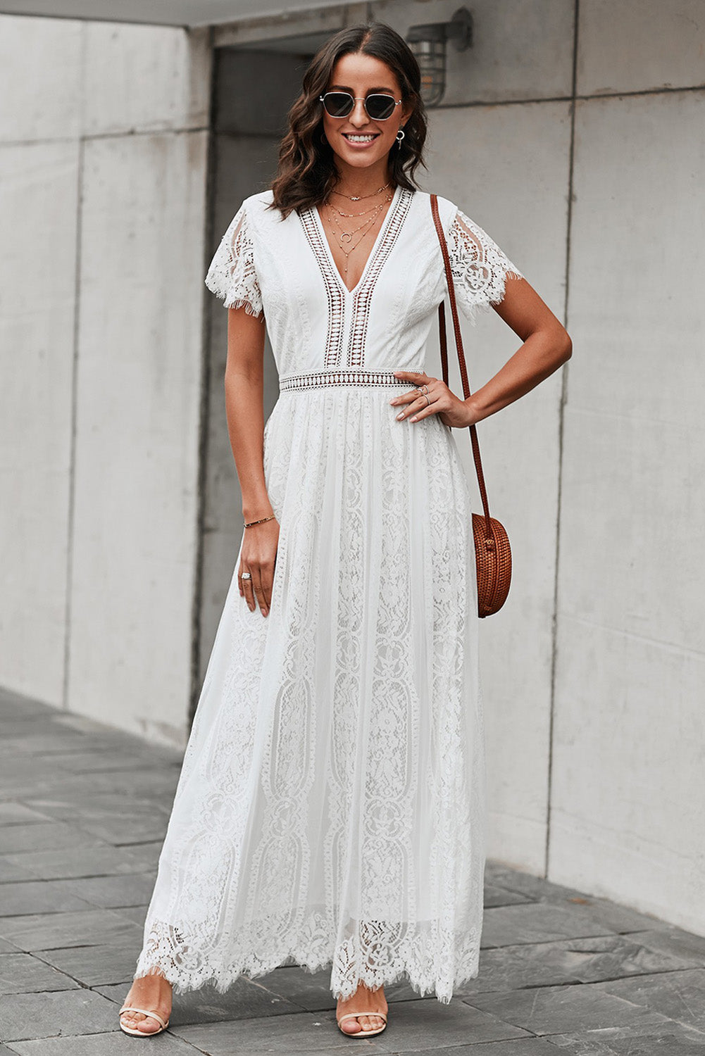 mae li rose lace dress Shop Combined Knit Dress Rose 4918 main image 1