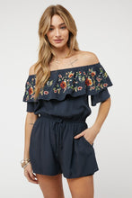 Load image into Gallery viewer, Floral Embroidered Off Shoulder Romper
