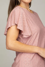 Load image into Gallery viewer, Embroidered eyelet top with wing sleeve
