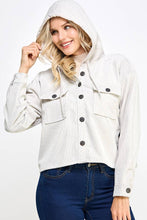 Load image into Gallery viewer, Women Corduroy Oversized Shacket, Hooded Shirt Jacket
