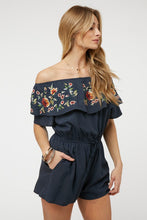 Load image into Gallery viewer, Floral Embroidered Off Shoulder Romper
