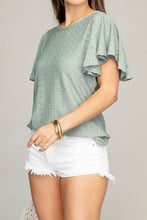 Load image into Gallery viewer, Embroidered eyelet top with wing sleeve
