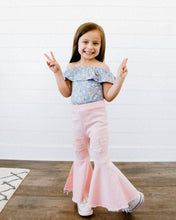 Load image into Gallery viewer, Barbie Denim Bell Bottoms - Distressed Pink
