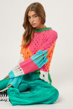 Load image into Gallery viewer, Color Block Distressed Detail Pullover Sweater
