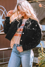 Load image into Gallery viewer, Sparkle Black  Denim Jacket
