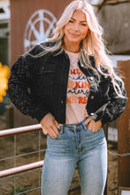Load image into Gallery viewer, Sparkle Black  Denim Jacket
