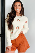 Load image into Gallery viewer, White Pumpkin Crochet Sweater
