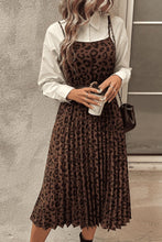 Load image into Gallery viewer, Leopard Print Spaghetti Straps Straight Neck Midi Dress
