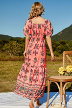 Load image into Gallery viewer, Floral Ruched Puff Sleeve Tiered Maxi Dress
