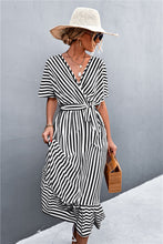 Load image into Gallery viewer, Striped Tie Belt Midi Dress
