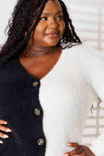 Load image into Gallery viewer, Woven Right Contrast Button-Front V-Neck Cardigan
