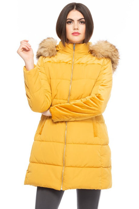 Chevon Mustard Hooded coat freeshipping - Believe Inspire Beauty