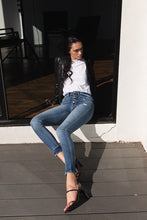 Load image into Gallery viewer, HIGH RISE BUTTON UP ANKLE SKINNY
