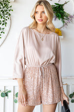Load image into Gallery viewer, Sequin Drawstring Waist Dolman Sleeve Romper
