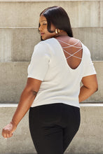 Load image into Gallery viewer, Criss Cross Pearl Detail Open Back T-Shirt
