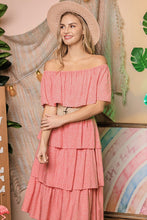 Load image into Gallery viewer, OFF THE SHOULDER THREE LAYERS RUFFLE DRESS*
