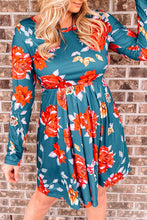 Load image into Gallery viewer, Floral Long Sleeve Pleated Detail Dress
