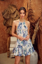 Load image into Gallery viewer, HALTER NECK SMOCKED WITH FLOWER PRINTED TOP
