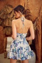 Load image into Gallery viewer, HALTER NECK SMOCKED WITH FLOWER PRINTED TOP
