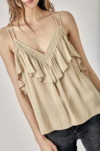 Load image into Gallery viewer, TRIM DETAIL WITH RUFFLE CAMI TOP
