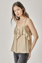 Load image into Gallery viewer, TRIM DETAIL WITH RUFFLE CAMI TOP
