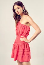 Load image into Gallery viewer, PLEATED DETAIL ONE SHOULDER CAMI DRESS
