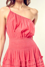Load image into Gallery viewer, PLEATED DETAIL ONE SHOULDER CAMI DRESS
