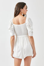 Load image into Gallery viewer, PLEATED PUFF SLEEVE OVERWRAP ROMPER
