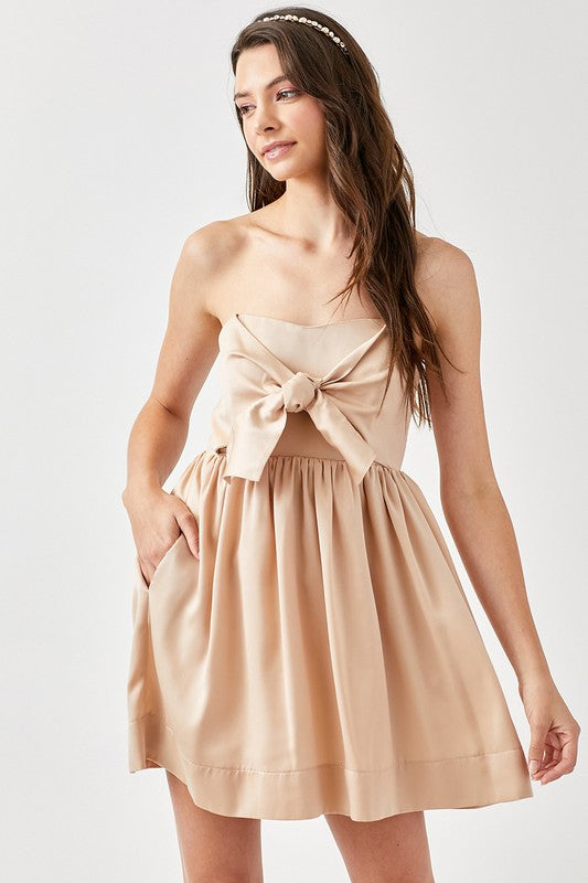 TIE FRONT TUBE ROMPER DRESS*