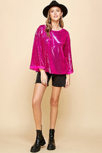Load image into Gallery viewer, SOLID SEQUIN ROUND NECK TOP
