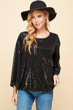 Load image into Gallery viewer, SOLID SEQUIN ROUND NECK TOP
