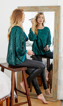 Load image into Gallery viewer, SOLID SEQUIN ROUND NECK TOP
