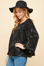 Load image into Gallery viewer, SOLID SEQUIN ROUND NECK TOP
