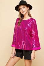 Load image into Gallery viewer, SOLID SEQUIN ROUND NECK TOP
