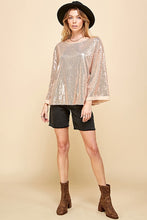 Load image into Gallery viewer, SOLID SEQUIN ROUND NECK TOP
