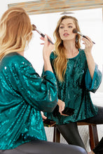 Load image into Gallery viewer, SOLID SEQUIN ROUND NECK TOP
