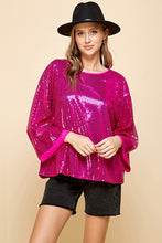 Load image into Gallery viewer, SOLID SEQUIN ROUND NECK TOP
