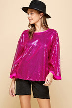 Load image into Gallery viewer, SOLID SEQUIN ROUND NECK TOP
