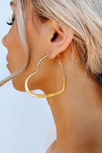 Load image into Gallery viewer, Gold Heart Hoop Earrings
