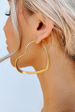 Load image into Gallery viewer, Gold Heart Hoop Earrings
