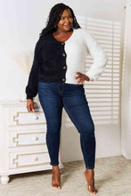 Load image into Gallery viewer, Woven Right Contrast Button-Front V-Neck Cardigan
